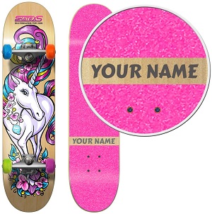 SkateXS Personalized Beginner Complete Unicorn Girls Skateboard