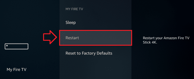 Restart Amazon Fire TV Stick