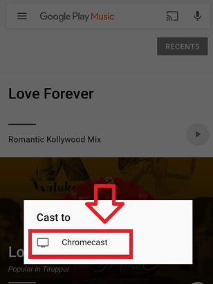 Cast Google Play Music Using Smartphone