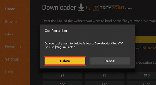 Nova TV App Delete