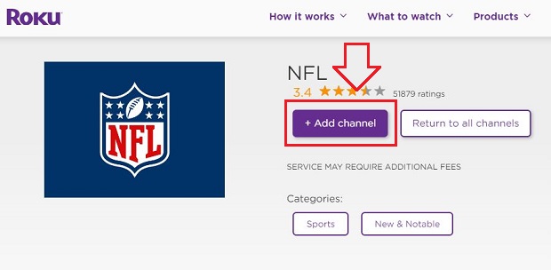 Add NFL on Roku