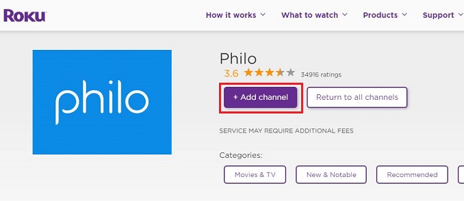 Add Philo Channel on Roku