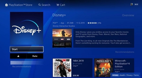 Disney Plus on PS4