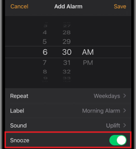 snooze time iphone
