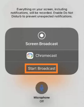 Start Broadcast Option